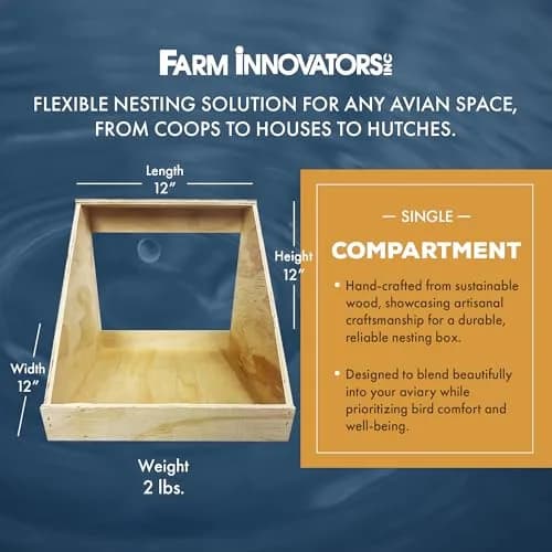 Farm Innovators Single Compartment Handcrafted Wood Chicken Nesting Box | Secure Egg-Laying Sanctuary thumbnail 3