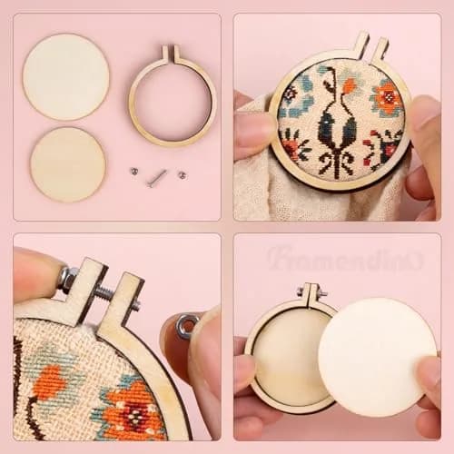 Framendino Mini Embroidery Hoop Set 4 Sizes (20 Pack) | Wood Craft Hoops for DIY Hanging Ornaments thumbnail 7