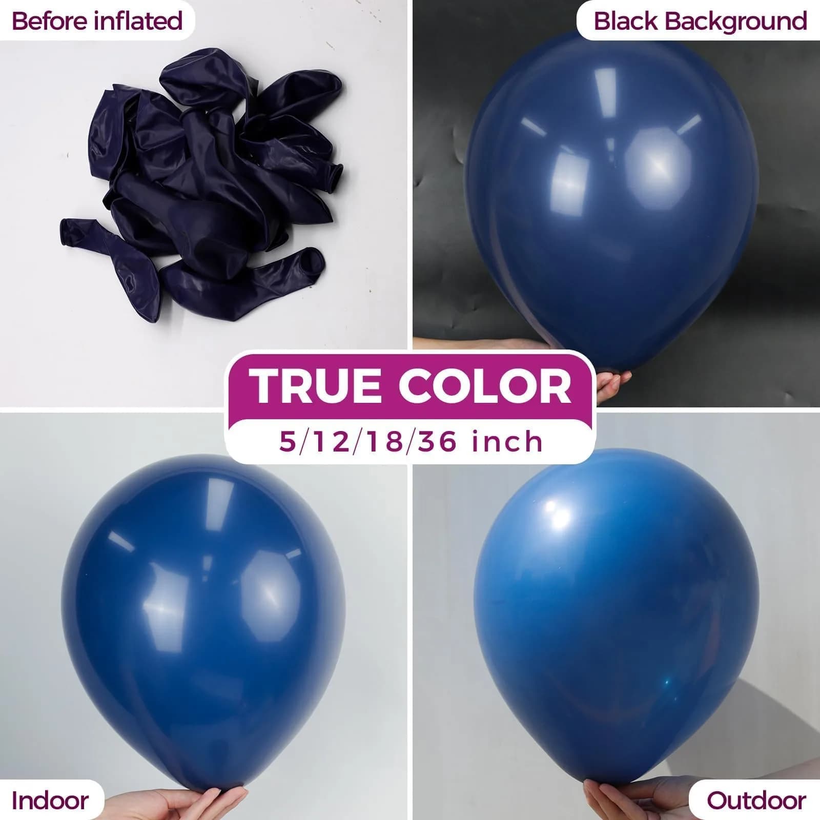 Bezente Navy Blue Giant Latex Round Balloons 36 Inch 8 Pack | Premium Quality for Parties - view 2