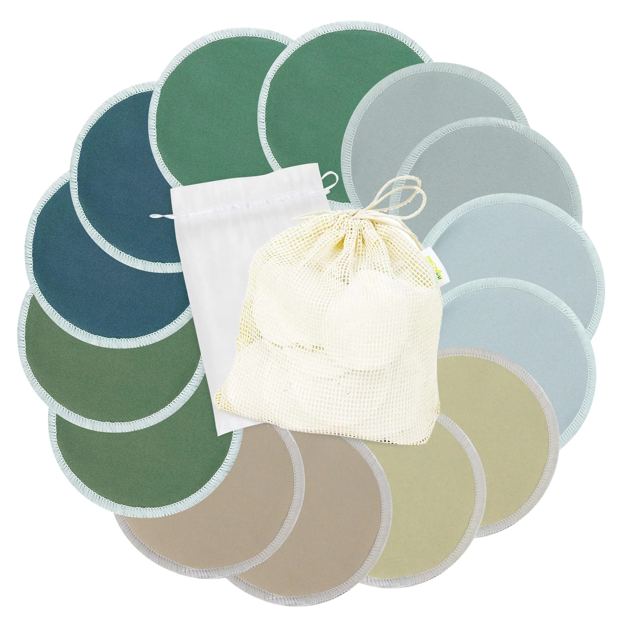 wegreeco Washable Nursing Breast Pads (14 Pack) with Laundry & Travel Bags, Large Plain Shape | Soft, Absorbent, Eco-Friendly Import - main product image