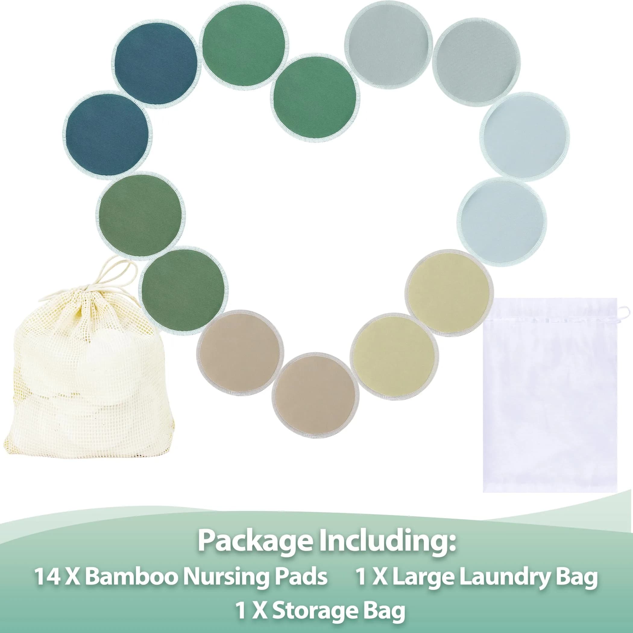 wegreeco Washable Nursing Breast Pads (14 Pack) with Laundry & Travel Bags, Large Plain Shape | Soft, Absorbent, Eco-Friendly Import - view 2