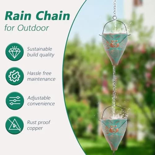 giole Bee Pattern Rain Chain 3.25 m (10.66 ft) | Decorative Metal Downspout Alternative thumbnail 4