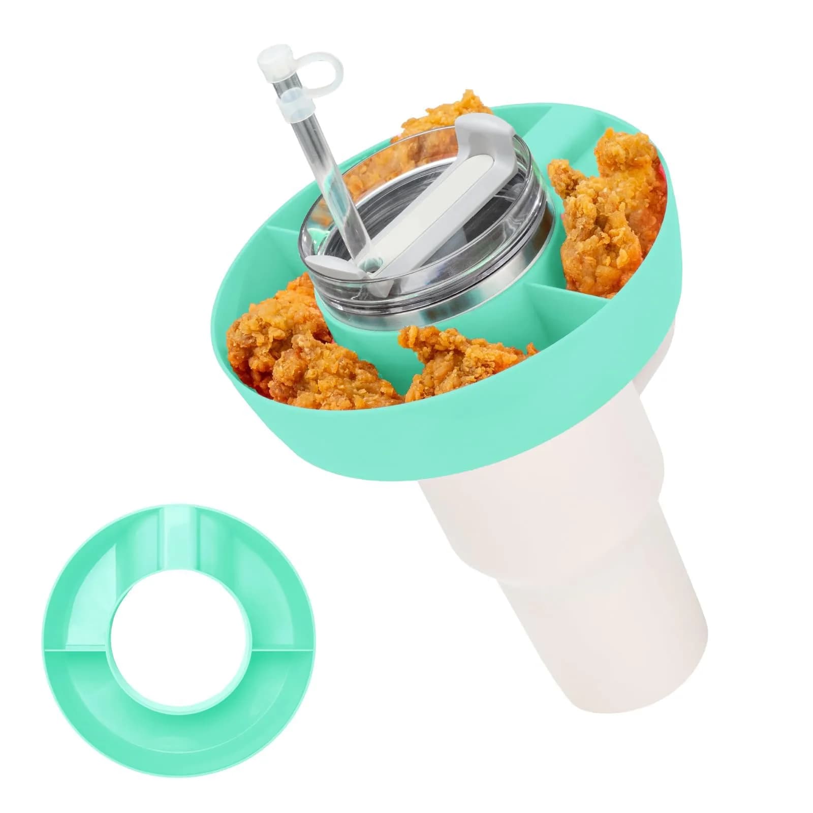 DMTINTA Snack Bowl for Stanley 40 oz Tumbler with Handle, Green | Multi-compartment, 27 oz Capacity - main product image