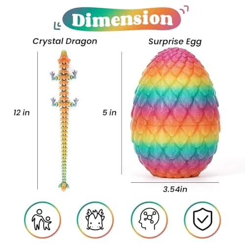 TBOLINE 3D Printed Dragon Egg Toy 13 cm (5 in) | ASTM-Certified PLA thumbnail 4