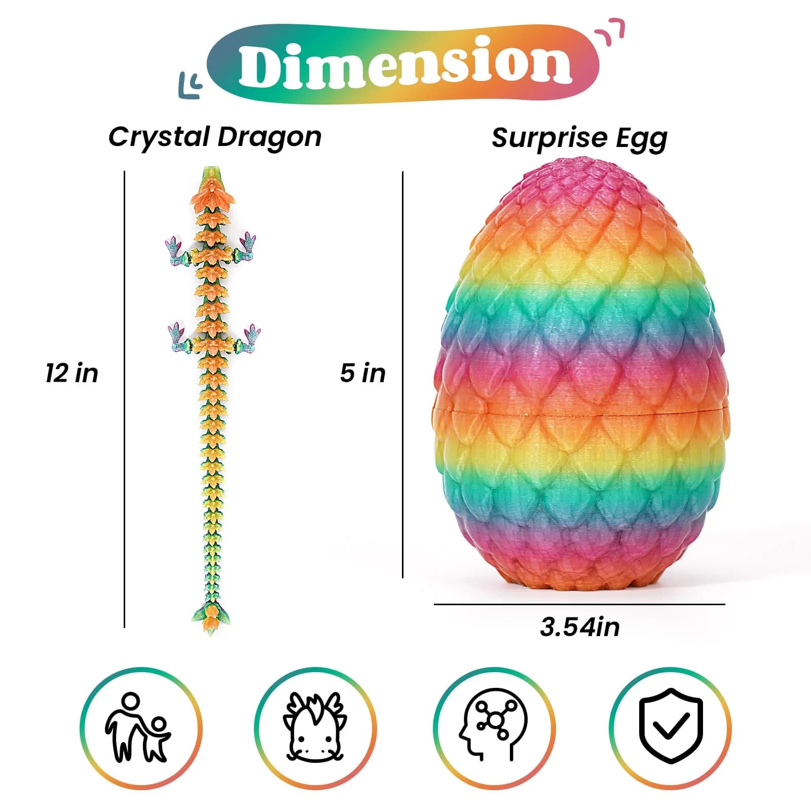 TBOLINE 3D Printed Dragon Egg Toy 13 cm (5 in) | ASTM-Certified PLA - view 4