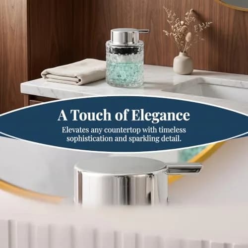 MALACHI Foaming Hand Soap Dispenser 300ml (10 oz) | Elegant Diamond Pattern Glass Bottle thumbnail 7