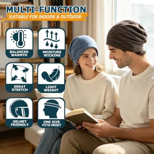 EINSKEY Slouchy Beanie for Men Women, Cotton Multipurpose Daily Headwear thumbnail 5