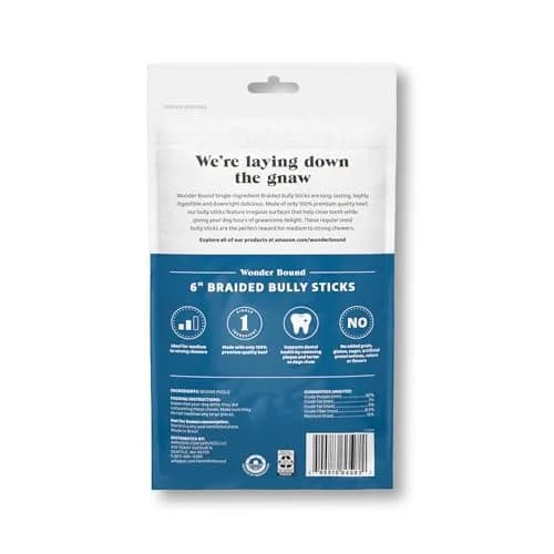 Wonder Bound Braided Bully Sticks 6 inch | All-Natural, Highly Digestible Dog Treats thumbnail 2