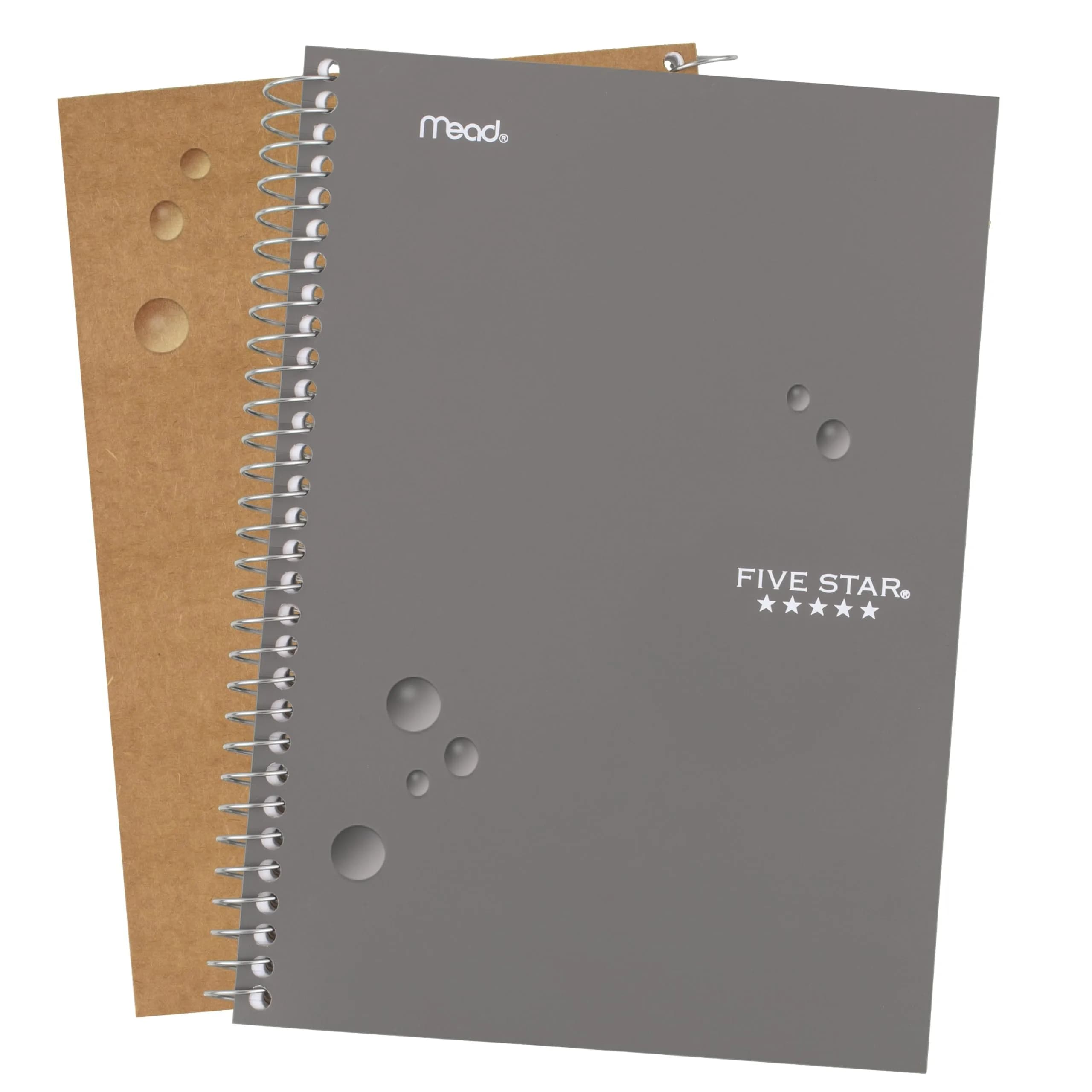 Five Star Spiral Notebook, 2 Subject, College Ruled, 6" x 9-1/2", 80 Sheets, Water Resistant Cover, Gray - view 5
