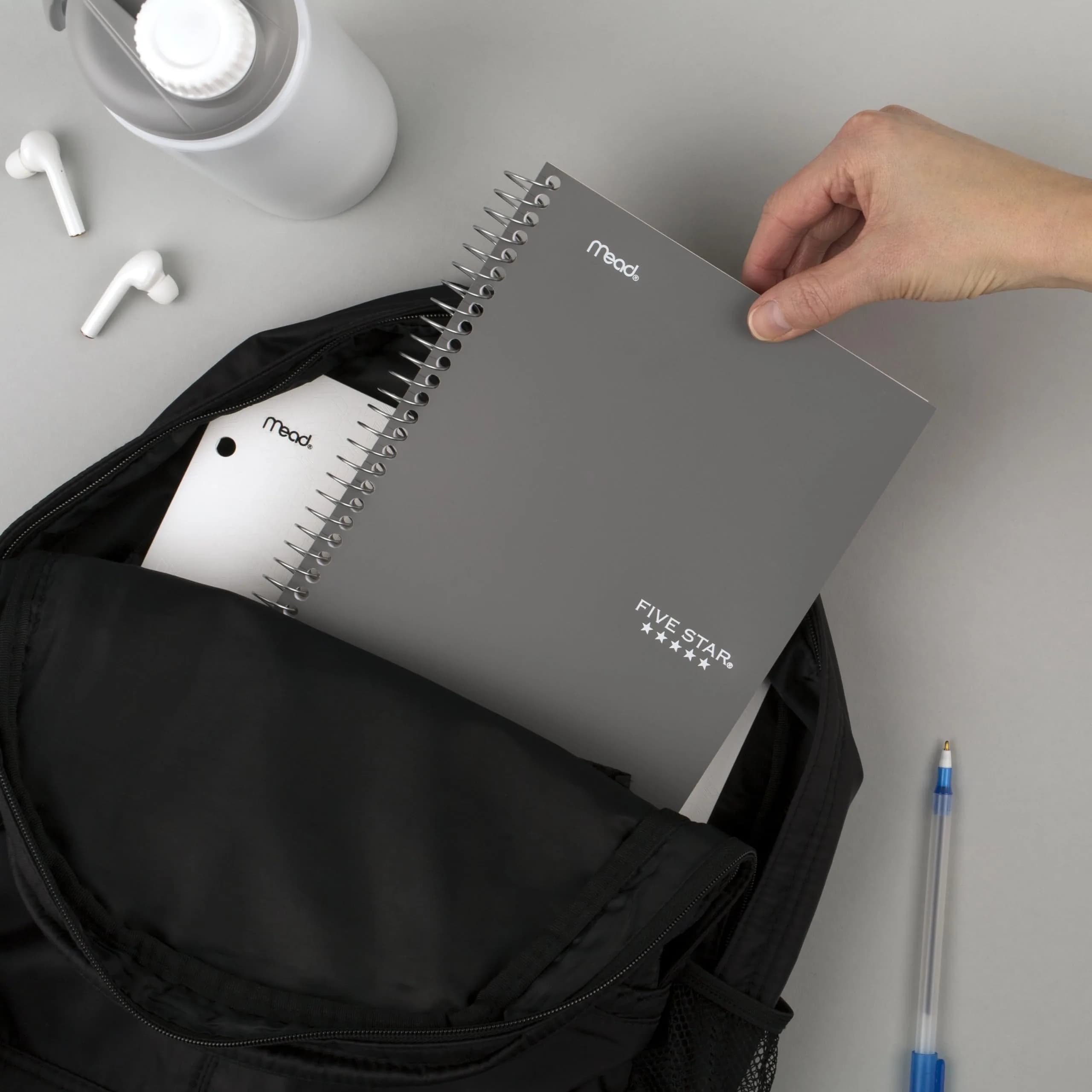 Five Star Spiral Notebook, 2 Subject, College Ruled, 6" x 9-1/2", 80 Sheets, Water Resistant Cover, Gray - view 8