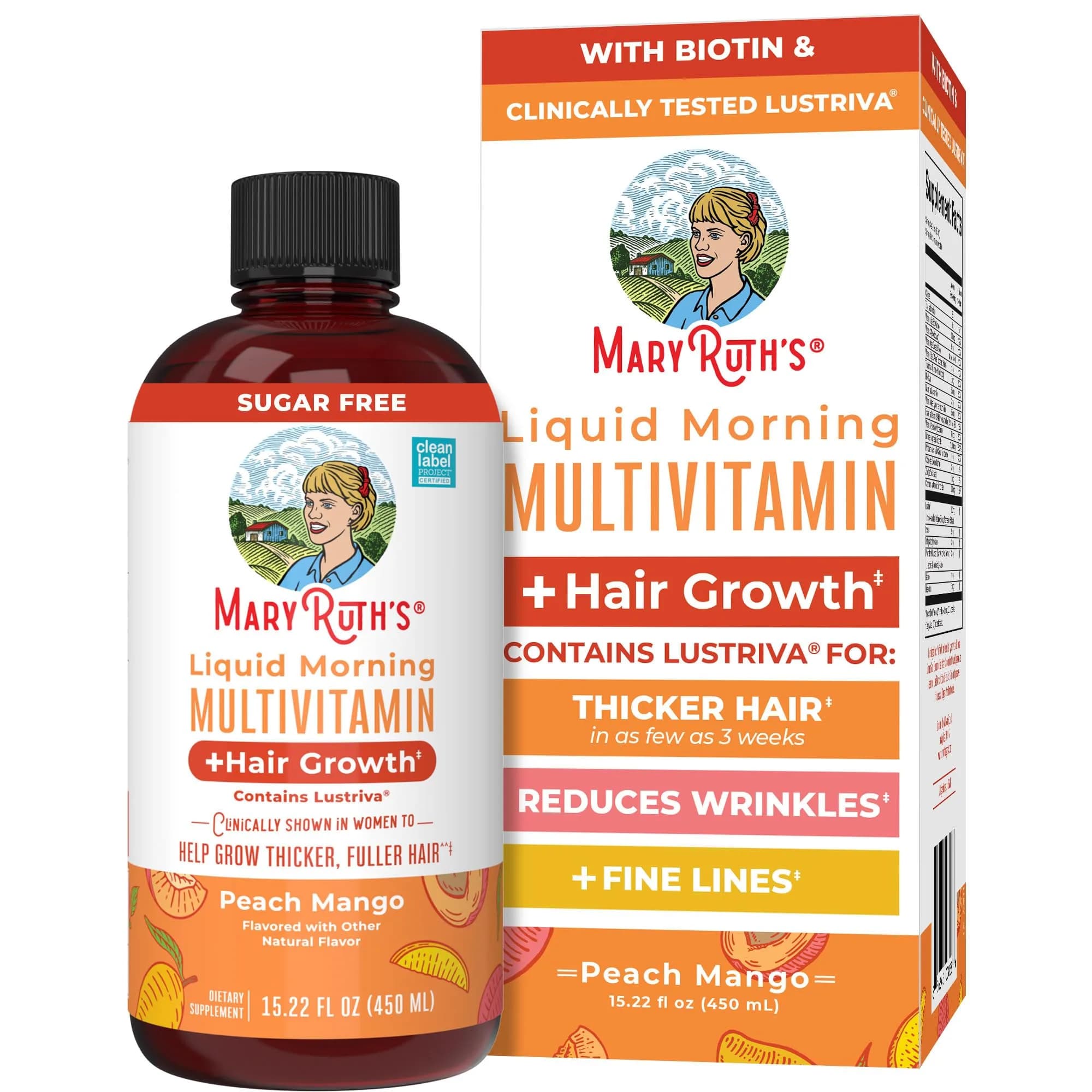 MARYRUTH'S Liquid Multivitamin + Hair Growth 440ml (15.22 Fl Oz) | Clinically Thicker Hair & Skin Support - main product image