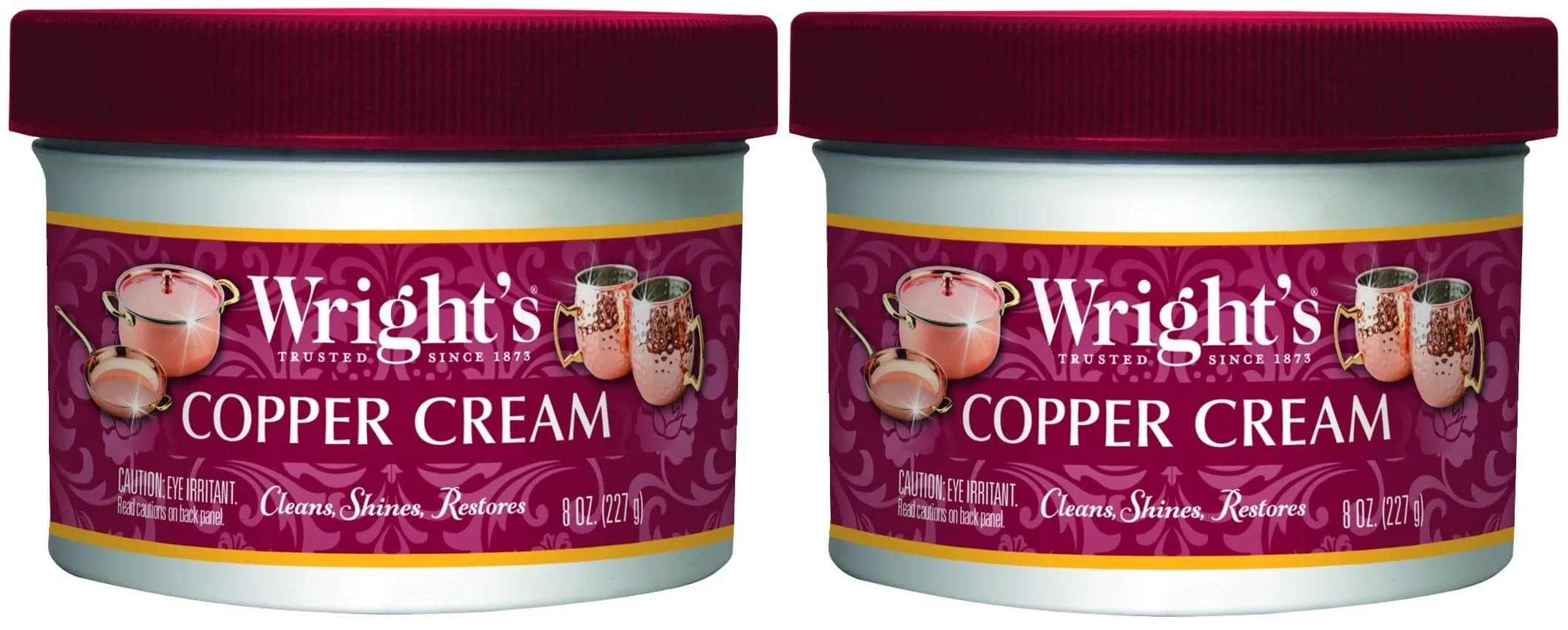 Wright's Copper & Brass Cream Cleaner - 8oz Pack of 2 | Gentle Tarnish Removal - main product image