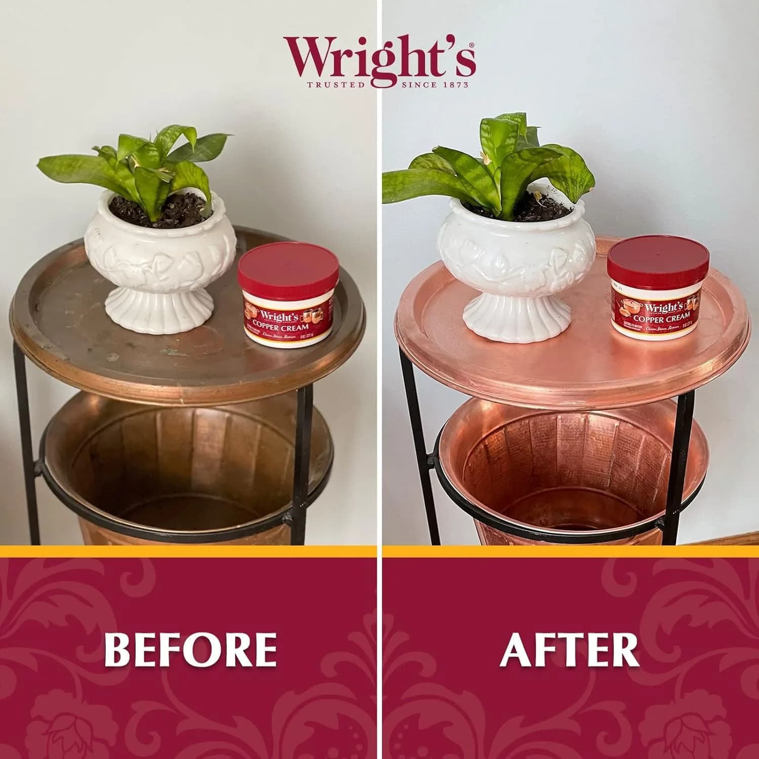 Wright's Copper & Brass Cream Cleaner - 8oz Pack of 2 | Gentle Tarnish Removal - view 3