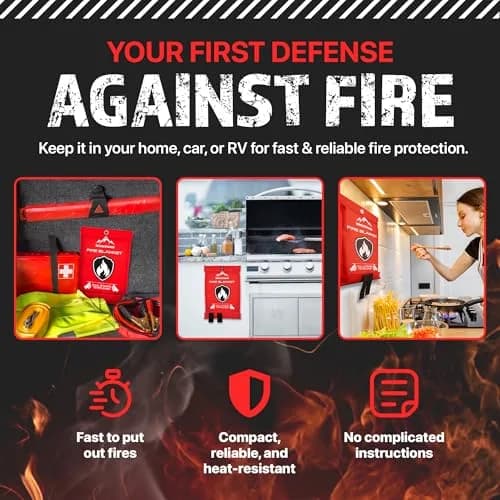 RESCUE GUARD Fire Blanket 40"x40" | Fire Safety for Home & Kitchen thumbnail 3