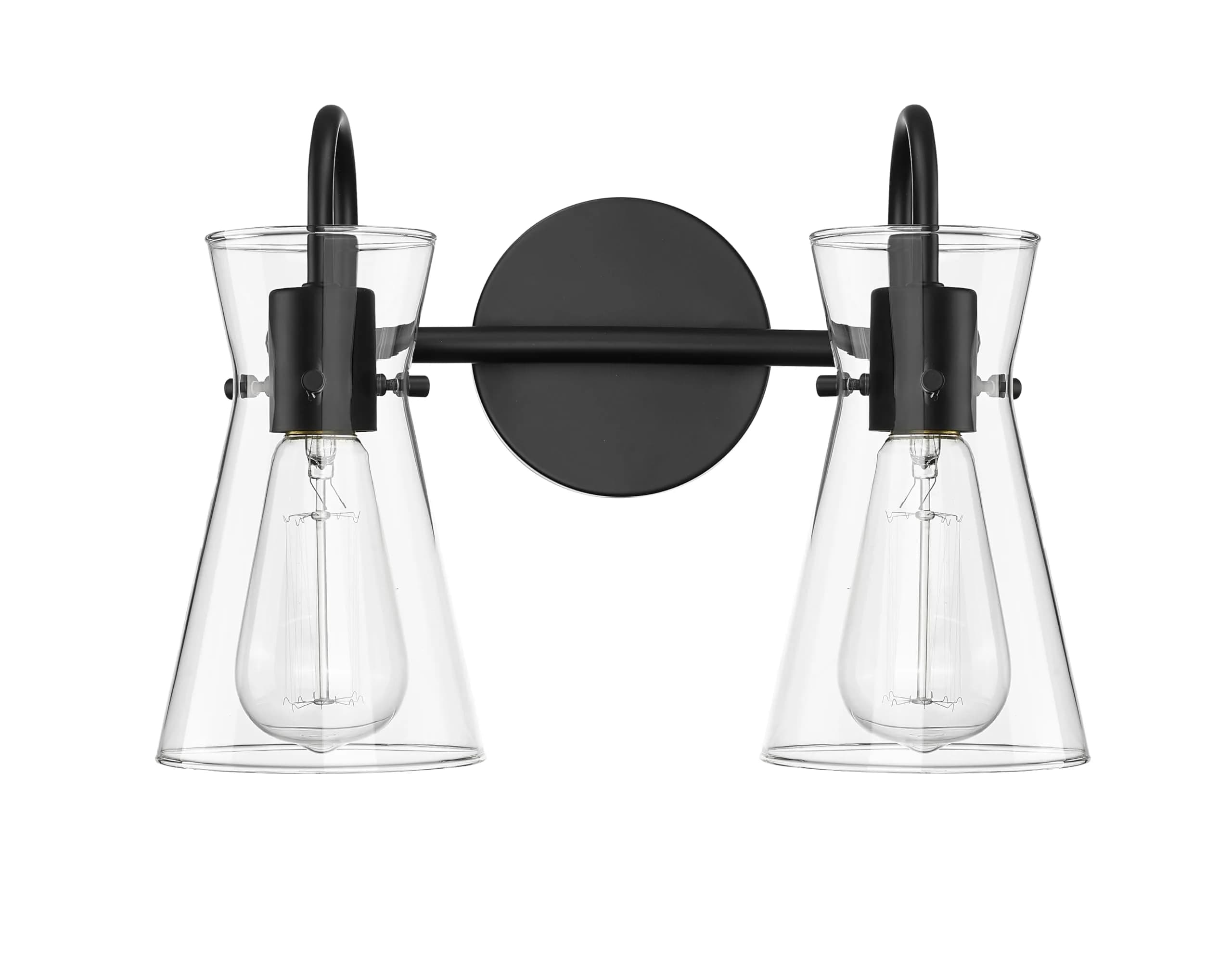 ML Lighting Camellia Collection 2 Light Vanity Matte Black | Elegant Bathroom Fixture
