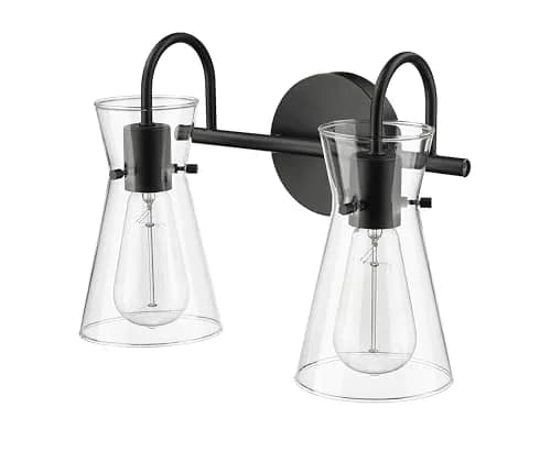 ML Lighting Camellia Collection 2 Light Vanity Matte Black | Elegant Bathroom Fixture thumbnail 4