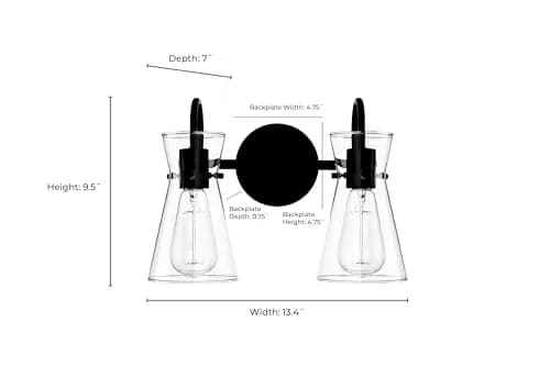 ML Lighting Camellia Collection 2 Light Vanity Matte Black | Elegant Bathroom Fixture thumbnail 6