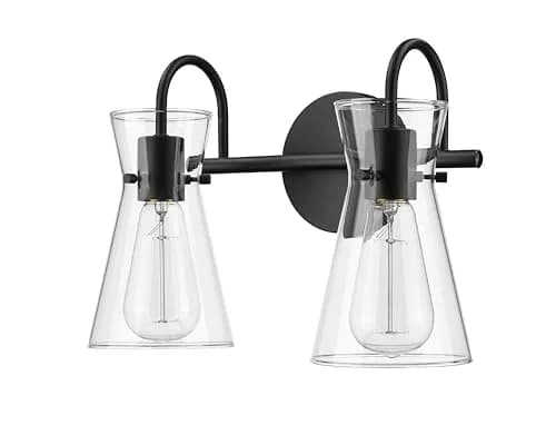 ML Lighting Camellia Collection 2 Light Vanity Matte Black | Elegant Bathroom Fixture thumbnail 2