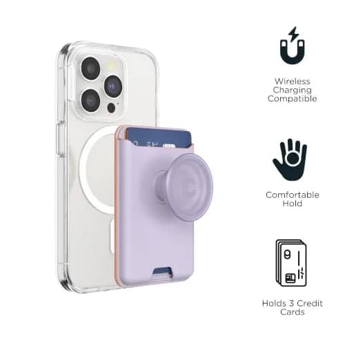 PopSockets Phone Wallet for MagSafe with Grip- Lavender | Slim Magnetic Card Holder for iPhone & Android thumbnail 4