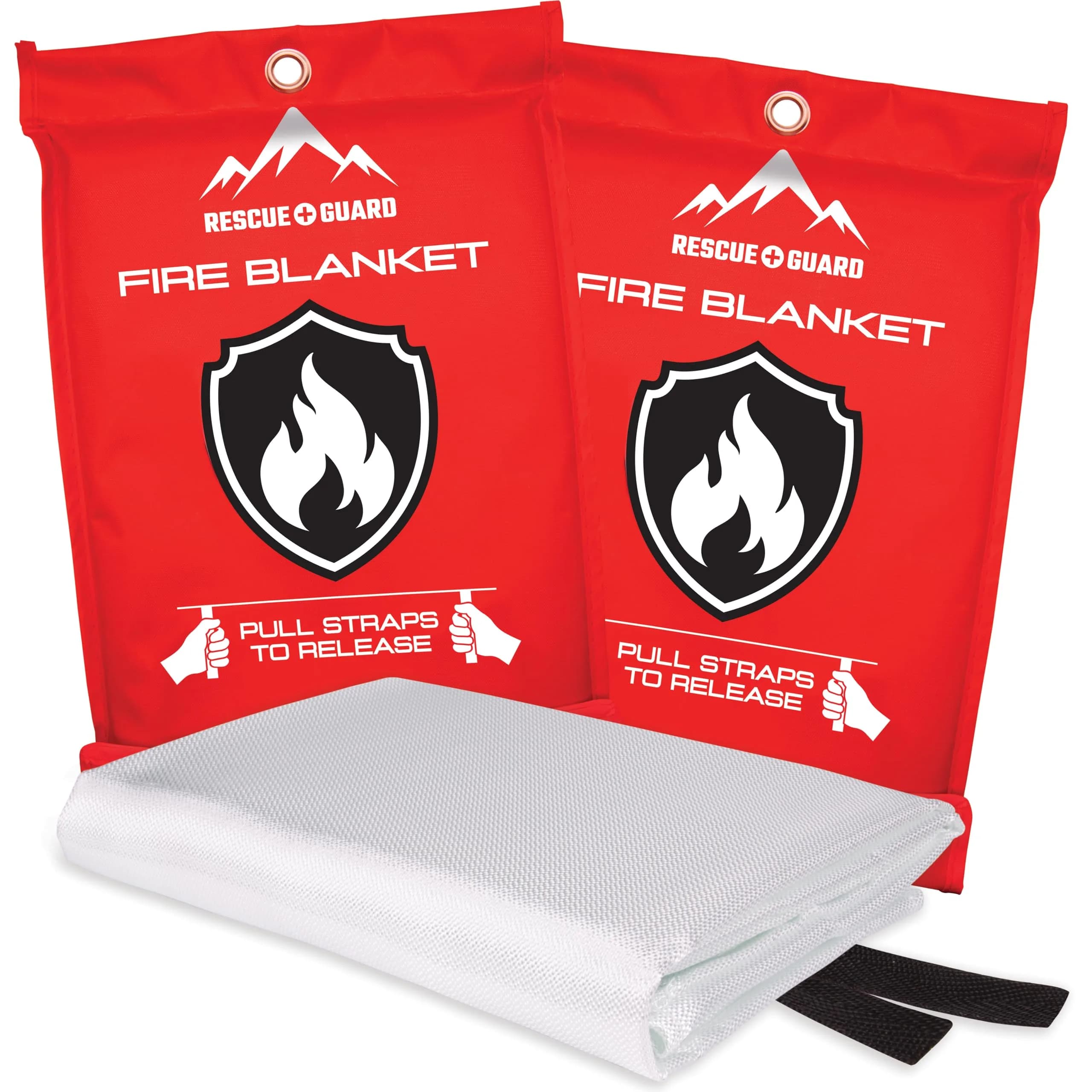 RESCUE GUARD 40”x40” Fire Blanket 2 Pack | Fireproof Fiberglass Safety Cover for Home & Kitchen