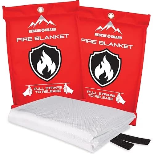 RESCUE GUARD 40”x40” Fire Blanket 2 Pack | Fireproof Fiberglass Safety Cover for Home & Kitchen thumbnail 1