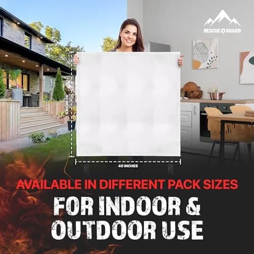 RESCUE GUARD 40”x40” Fire Blanket 2 Pack | Fireproof Fiberglass Safety Cover for Home & Kitchen thumbnail 5