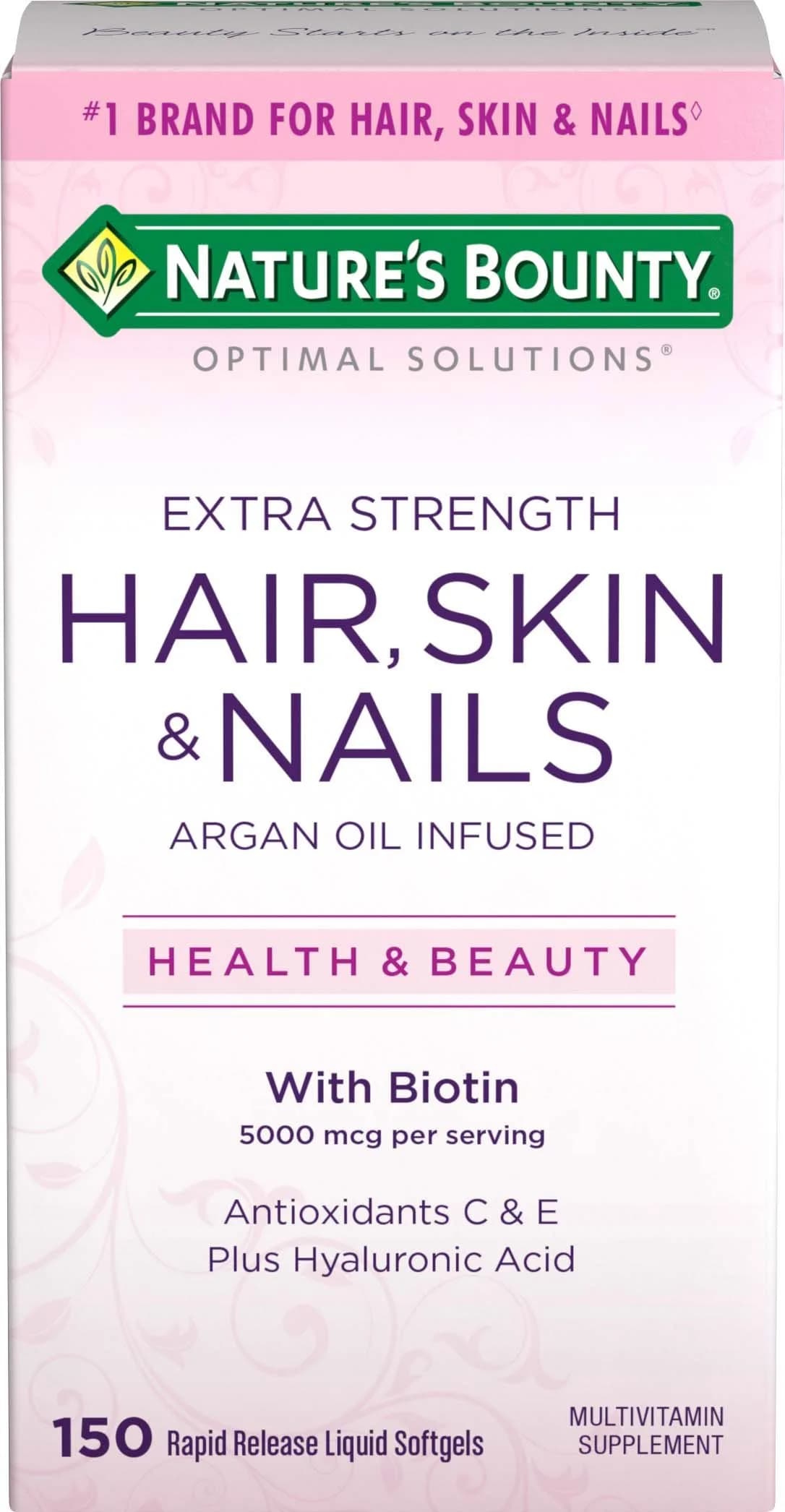 Nature's Bounty Optimal Solutions 5000mcg Biotin Tablets for Hair, Skin & Nails | Supports Healthy Hair, Skin & Nails (60 Count) - main product image