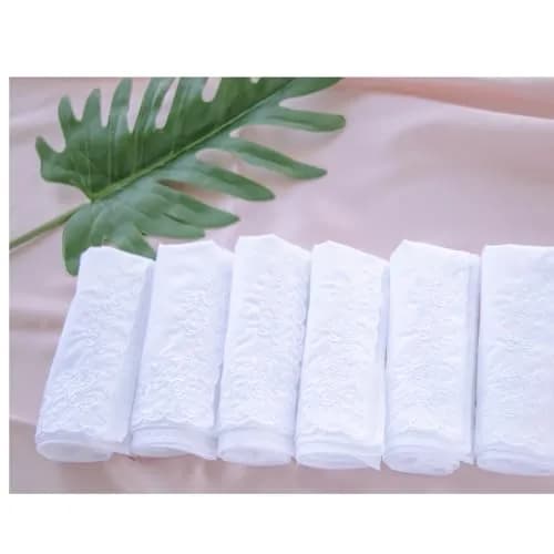 LACS Handkerchiefs Assorted Ladies Embroidered Cotton Handkerchiefs 9PCS | Soft, White Rose, Scalloped Edges thumbnail 6
