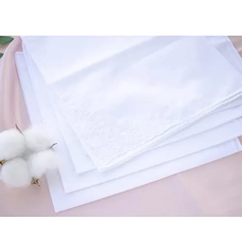 LACS Handkerchiefs Assorted Ladies Embroidered Cotton Handkerchiefs 9PCS | Soft, White Rose, Scalloped Edges thumbnail 4