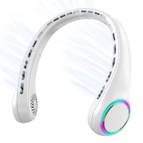 GULAKI Portable Neck Fan White | Hands Free Cooling with 4000mAh Battery (70-120c) thumbnail 1