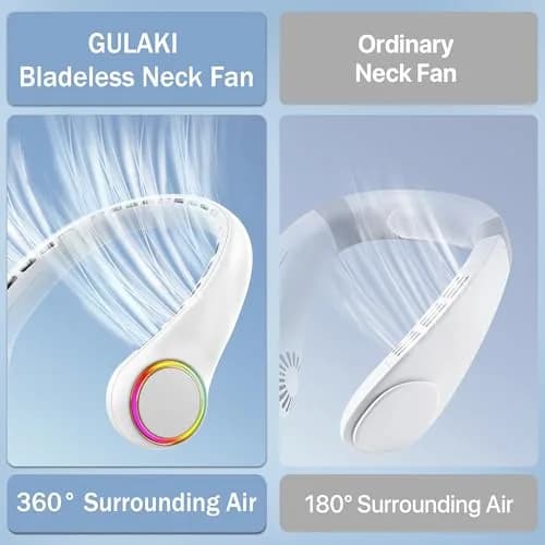GULAKI Portable Neck Fan White | Hands Free Cooling with 4000mAh Battery (70-120c) thumbnail 7