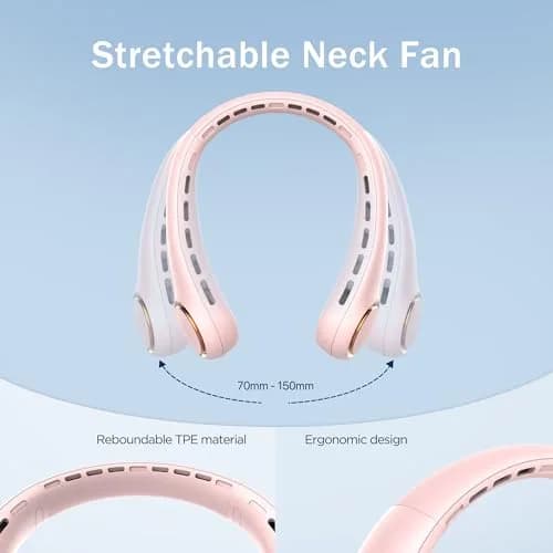 GULAKI Wearable Neck Fan with 4000mAh Battery & 64 Cool Lights | 3-Speed Rechargeable Personal Fan for Summer thumbnail 6