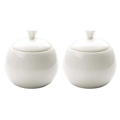 Bicuzat Pure White Fine Bone China Sugar Bowls Set 355ml (12 oz) | Classic Solid Design thumbnail 1