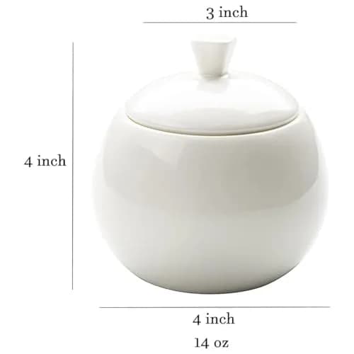 Bicuzat Pure White Fine Bone China Sugar Bowls Set 355ml (12 oz) | Classic Solid Design thumbnail 2