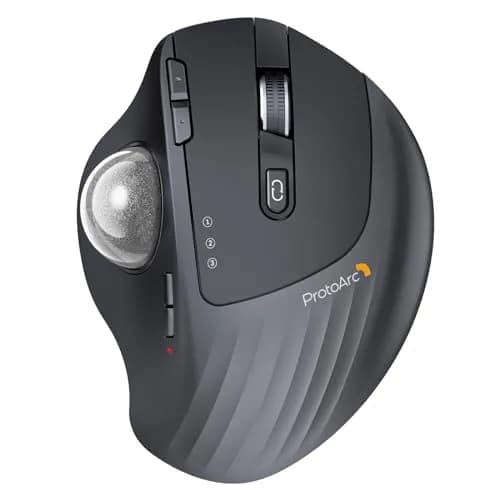 ProtoArc EM01 NL Wireless Trackball Mouse, Thumb Control, Silver | 5-Level DPI Adjustable, 3-Device Bluetooth & 2.4G Wireless thumbnail 1
