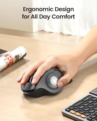 ProtoArc EM01 NL Wireless Trackball Mouse, Thumb Control, Silver | 5-Level DPI Adjustable, 3-Device Bluetooth & 2.4G Wireless thumbnail 3