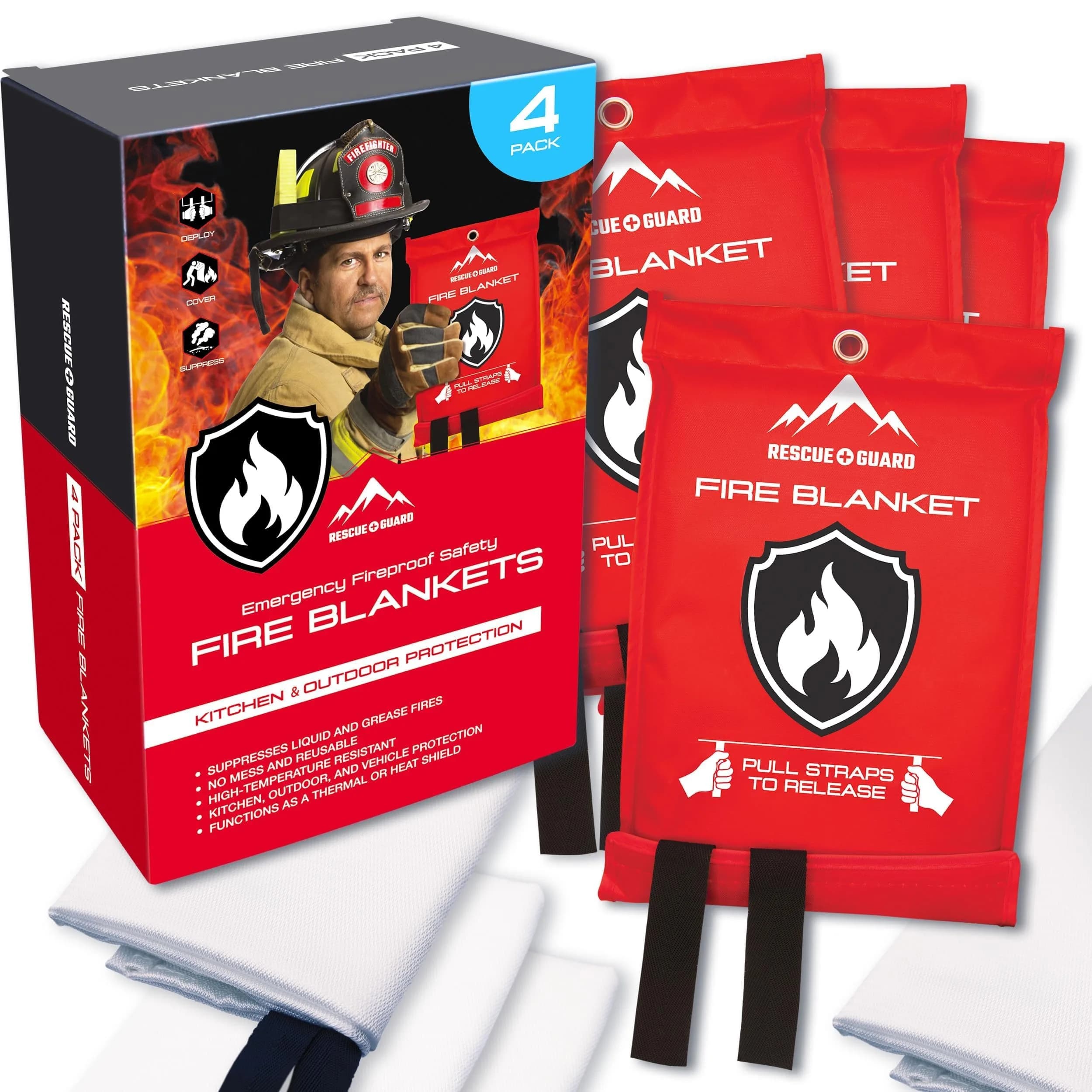 RESCUE GUARD Emergency Fire Blanket 40x40” | Quick Fire Control for Home & Kitchen