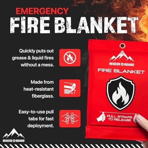 RESCUE GUARD Emergency Fire Blanket 40x40” | Quick Fire Control for Home & Kitchen thumbnail 2