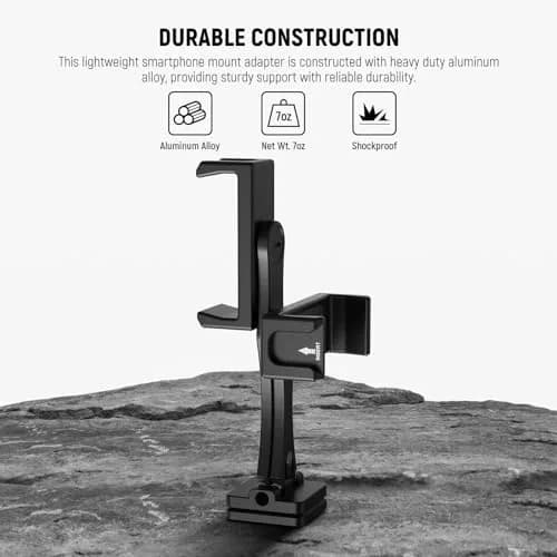 NEEWER Metal Phone Tripod Mount Adapter with Arca QR Base, 360° Rotatable Dual Cell Phone Clip Clamp Holder with 4 Cold Shoes Compatible with iPhone Samsung for Vlog Live Stream Video Recording thumbnail 7