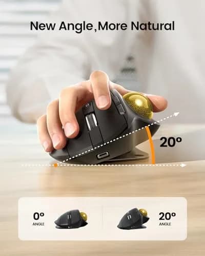 ProtoArc EM01 NL Wireless Trackball Mouse, Gold Ball, 12cm (4.7in) Length | Ergonomic Thumb Control for PC & Mac thumbnail 2