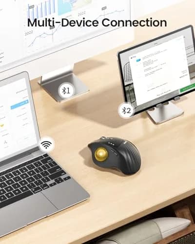 ProtoArc EM01 NL Wireless Trackball Mouse, Gold Ball, 12cm (4.7in) Length | Ergonomic Thumb Control for PC & Mac thumbnail 4