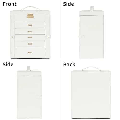 AKOZLIN 6-Tier Jewelry Box 165.1cm (65in) | Lockable Organizer with 5 Drawers & Mirror thumbnail 7