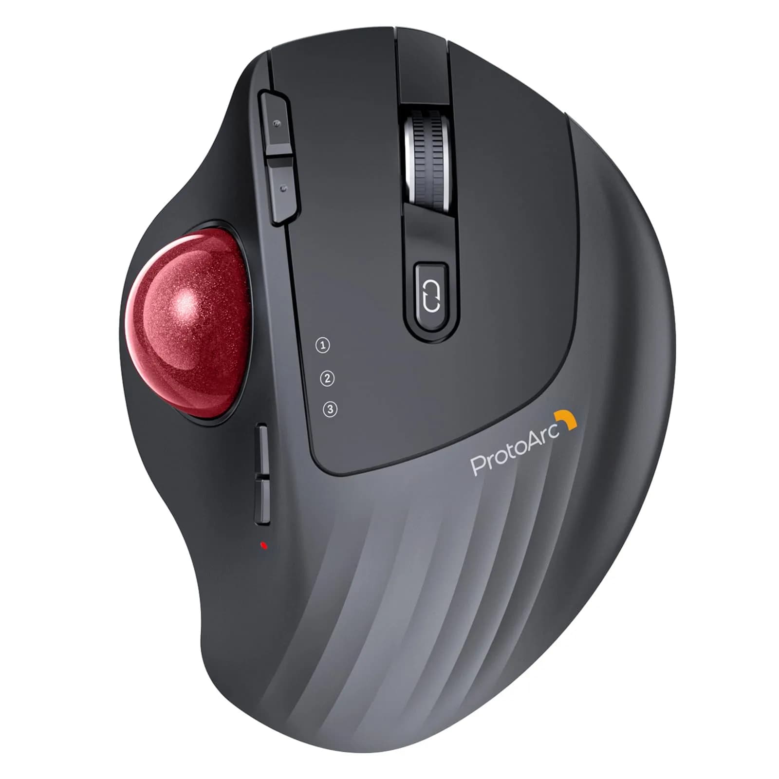 ProtoArc EM01 NL Wireless Trackball Mouse Red Ball | Ergonomic Thumb Control, Rechargeable, 3-Device Bluetooth & 2.4G — Red Ball