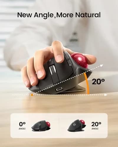 ProtoArc EM01 NL Wireless Trackball Mouse Red Ball | Ergonomic Thumb Control, Rechargeable, 3-Device Bluetooth & 2.4G thumbnail 2