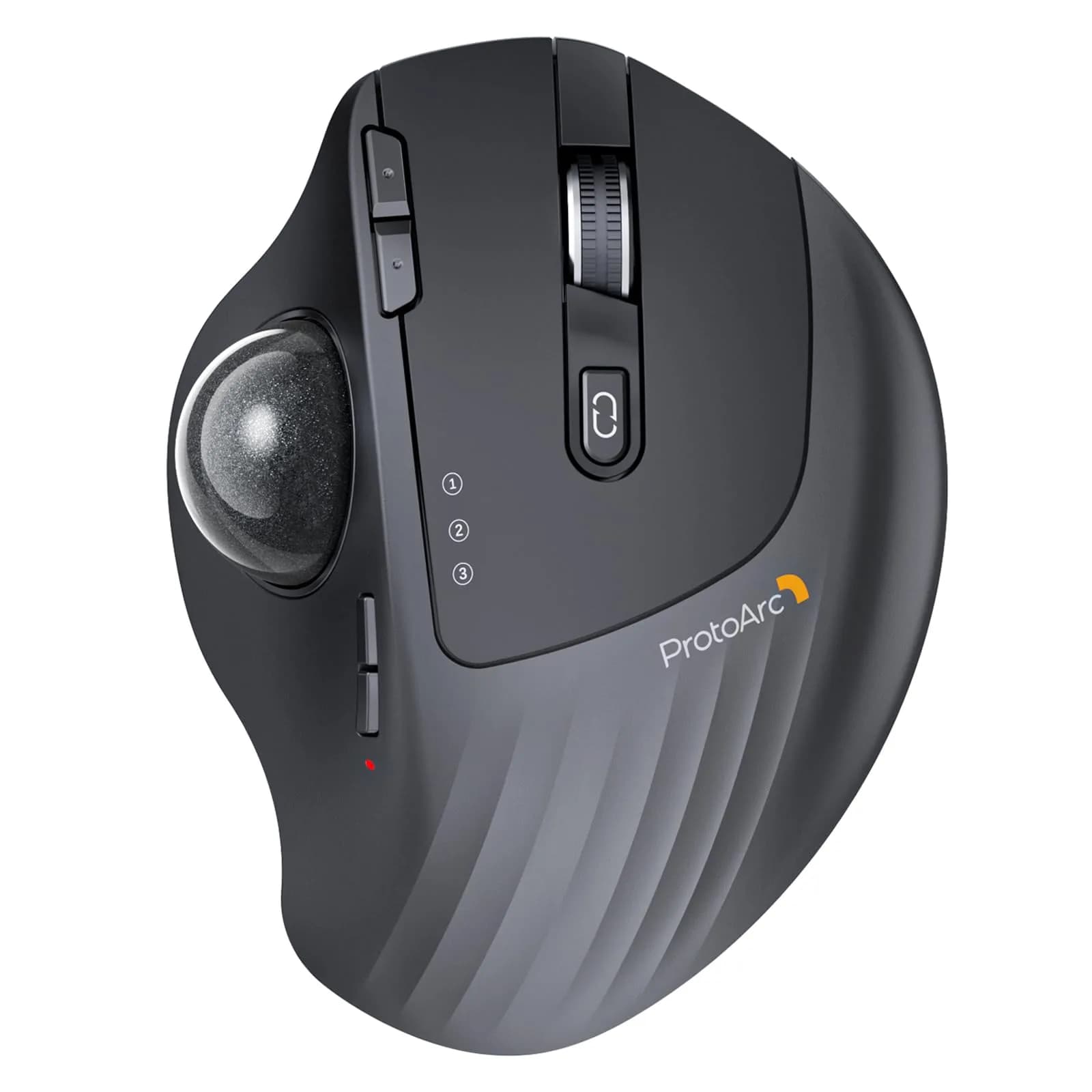 ProtoArc EM01 NL Wireless Trackball Mouse, Rechargeable Thumb Control, Gray | Ergonomic Design with Adjustable Angle & 3-Device Connectivity — Gray Ball