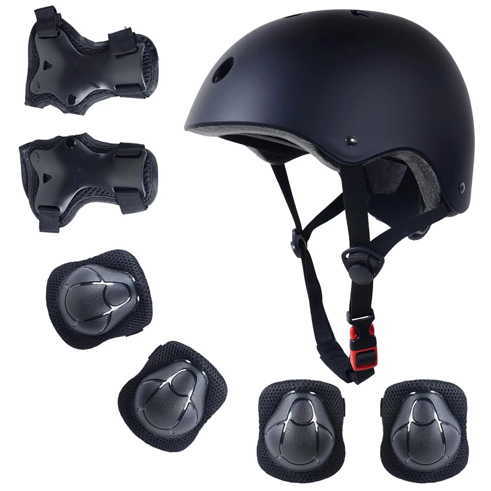 RoyalBaby Kids Helmet and Pads Set for Kids 3-5 Years | Adjustable Safety Gear with Ventilation — BLACK