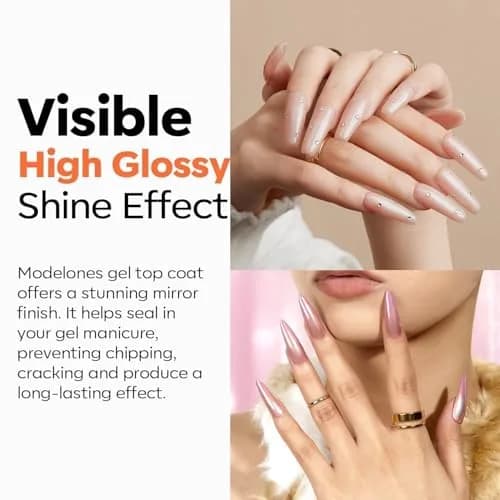 modelones HEMA Free Gel Top Base Coat Set 2 Pcs Clear Glossy UV Cure | Long-Lasting, Gentle Formula thumbnail 4