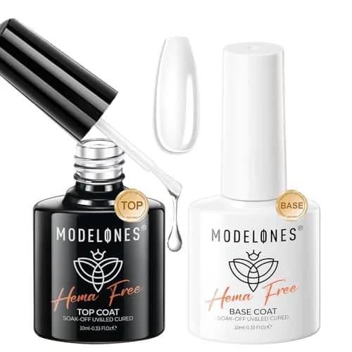 modelones HEMA Free Gel Top Base Coat Set 2 Pcs Clear Glossy UV Cure | Long-Lasting, Gentle Formula thumbnail 9
