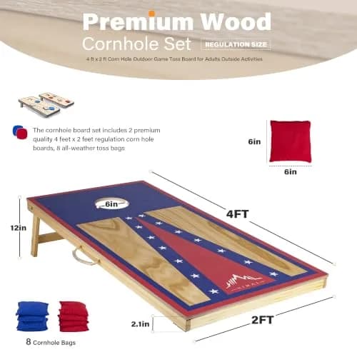 Himal Cornhole Board Set, 4 ft x 2 ft Regulation with 8 Toss Bags | Outdoor Game for Parties & BBQs thumbnail 2