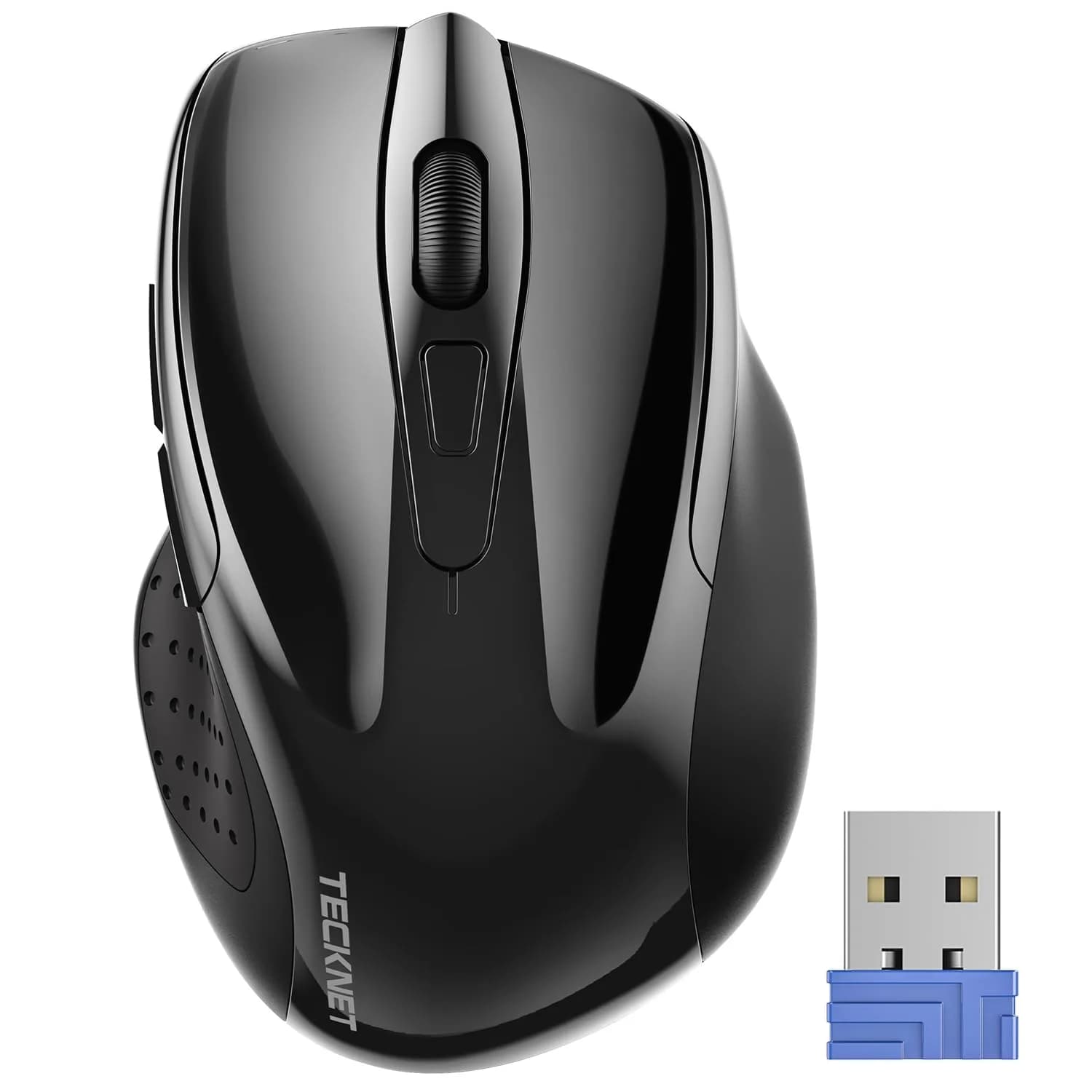 TECKNET M003 Wireless Mouse, Black, 2.4G Ergonomic Computer Mouse with 2600 DPI for Right-Handed Use - main product image